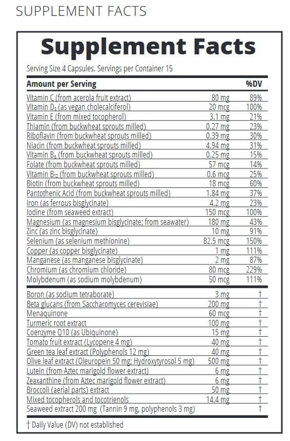 Zinzino Xtend+ Supplement Facts